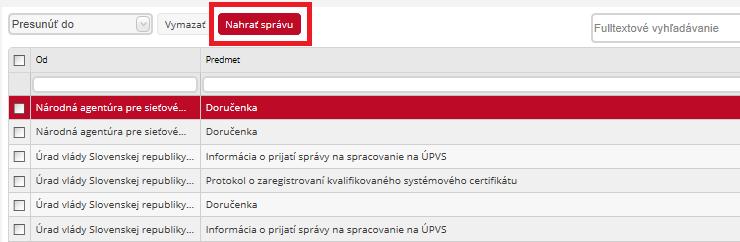 Obr. 16 Funkcia Nahrať správu Pozn.: Aplikácia umožňuje nahrať správy vo formáte Sk-Talk s príponou.xml a.zip.