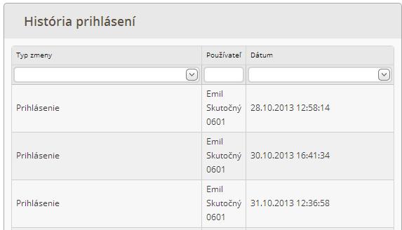 Obr. 23 História prihlásení 2.