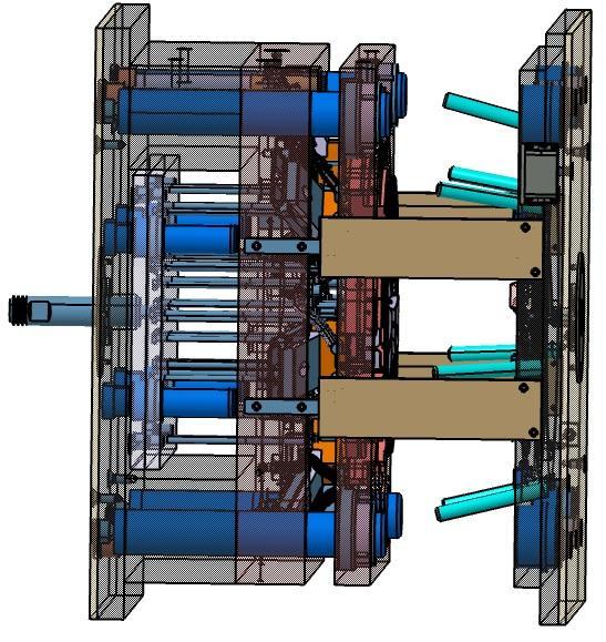 UTB ve Zlíně, Fakulta technologická 64 Obr. 46. Druhý krok odformování 8.5 Vtokový systém Forma je vybavena vyhřívaným vtokovým systémem.