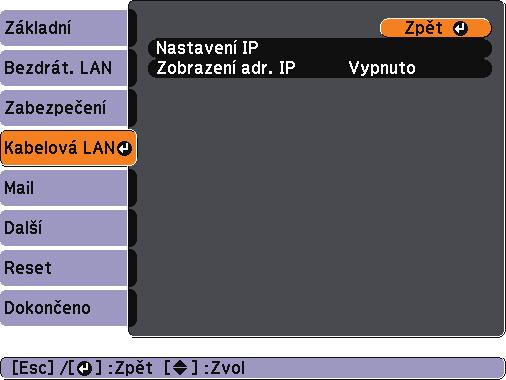 9 "Nstvení projektoru pro připojení v režimu Režim rozšířeného připojení (bezdrátově)" s.