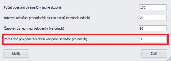 Email pošleme volbou Odeslat email. Program kontroluje, zda v kampani nefiguruje člen kampaně s daným emailem. Po odeslání emailu na daný kontakt je informace o odeslání uložena v okně Email PZ.