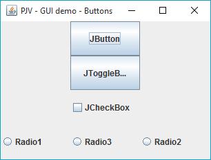Příklad okna a vložení komponenty (JLabel) JFrame Swing Hello World // okno a jeho titulek JFrame frame = new JFrame("HelloWorldSwing"); frame.setdefaultcloseoperation(jframe.
