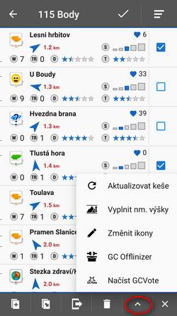 7/19 Nástroje Kromě obecných funkcí jako Kopírování/Přesun/Export/Mazání nebo Vyplnění nadmořských výšek obsahuje několik možností speciﬁckých pro geocaching: Aktualizovat keše - aktualizuje popisy,