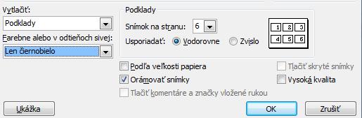 Ukončenie predvádzania Esc alebo - Znovu spustenie prezentácie Pozastavenie a znovu spustenie automatického predvádzania prezentácie obe tlačidlá myši stlačené 2s S alebo + Zobrazenie a skrytie