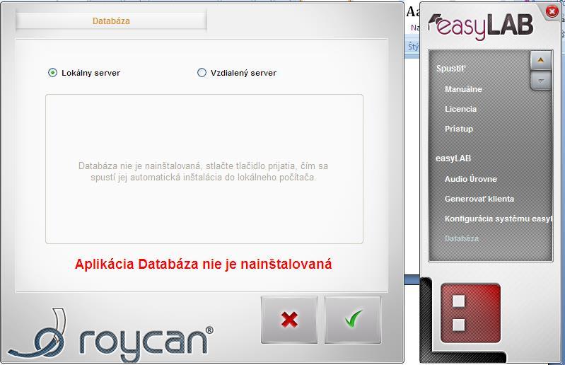 Po uložení prejdite na odkaz Databáza a nechajte vytvoriť databázu vo Vašom počítači.(kliknutie na zelené tlačidlo) Posledným krokom je inštalácia klientov.