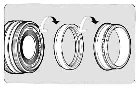 Nasazení filtru a určené clony na objektiv DA 70mm f/2.4 Limited Na objektiv DA 70mm f/2.4 Limited, našroubujte filtr průměru 49mm na přední část objektivu.