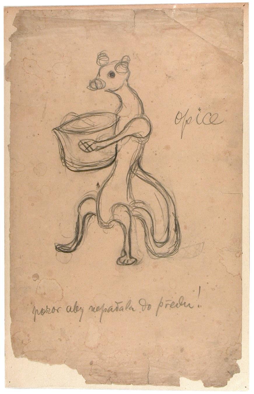 Projet pour un singe en verre, 1910, crayon sur