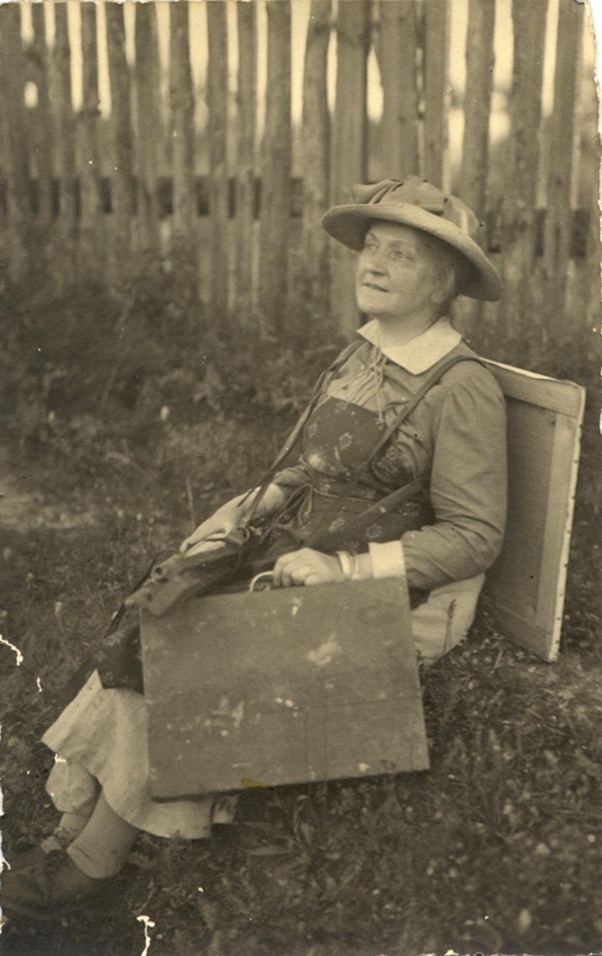 Z. Braunerová peignant en plein air,