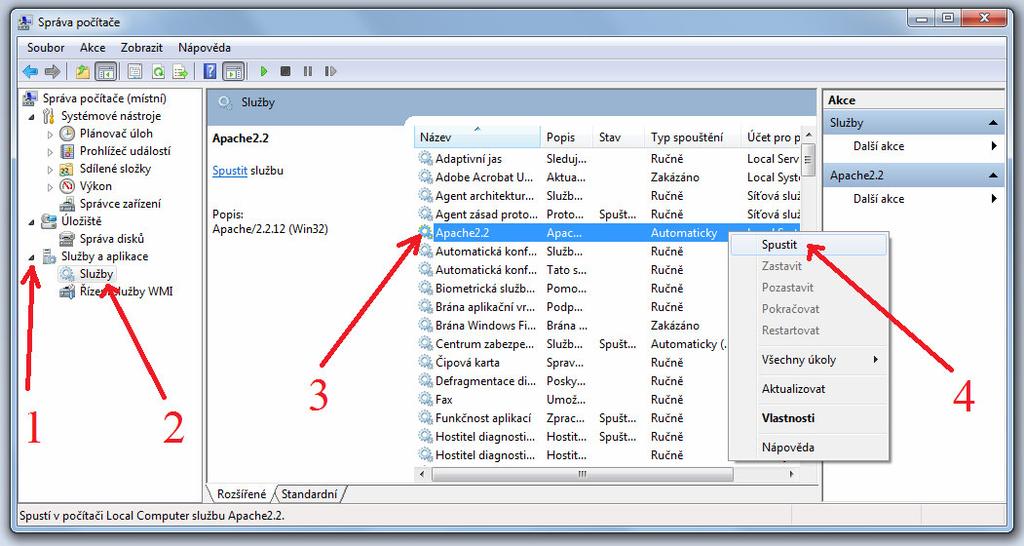 Jestli docházka nefunguje a u apache není status Free (ale je tam např. System), pak na webovém portu 80 běží nějaká jiná služba. Například Skype, webové rozhraní antiviru (např.