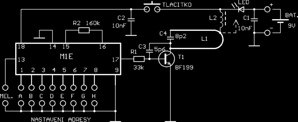 Bezdrátový domovní zvonek s digitálním kódováním V dekodéru M1D-BL je integrován i melodický gong, u něhož je možnost výběru ze dvou melodií.