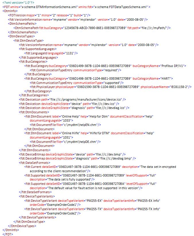 FDT/DTM v průmyslové automatizaci 40 Obrázek 12 - Příklad použití FDTUserInformationSchema 5.