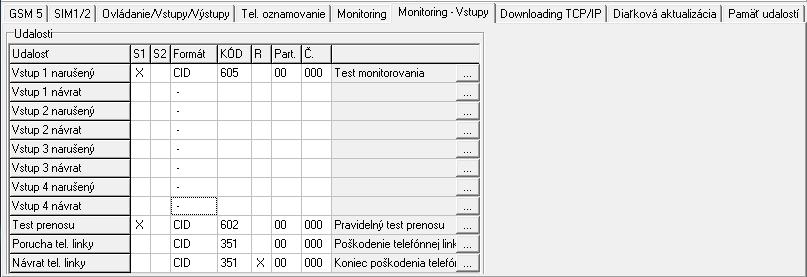 SATEL GSM-4/GSM-5 45 Obr. 22. Záložka Monitoring Vstupy v prípade modulu GSM-5.