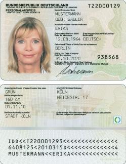 Německá elektronická identifikace - karta Přijmení Titul* Adresa Identifikátor Adresa odpovídá místu?