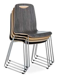 The line offers two types of chrome coated steel bases, and all Smile chairs are stackable.