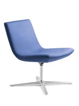 Sky models with an aluminium five-star base are fixed-height or height-adjustable swivel chairs. The seating tray either only swivels or also allows soft relaxing rocking.