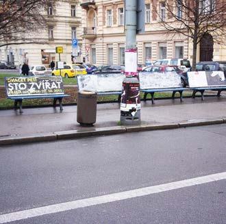 ) L02_ lavička reklamní kovová trojmístná reklamní lavička s polepovými plochami a kovovými nohami řešení, které často volí městské části - veškeré náklady na výrobu, osazení a  způsob