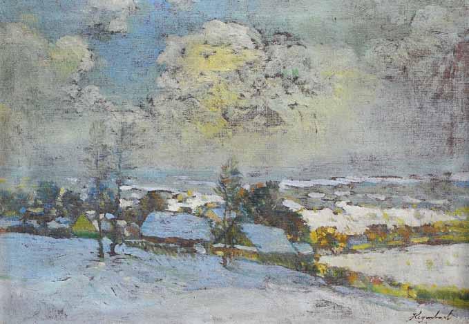 150 150 Emanuel Hegenbarth (1868 1923) Vesnice olej, plátno, 33,5 x 48,3 cm, sign.