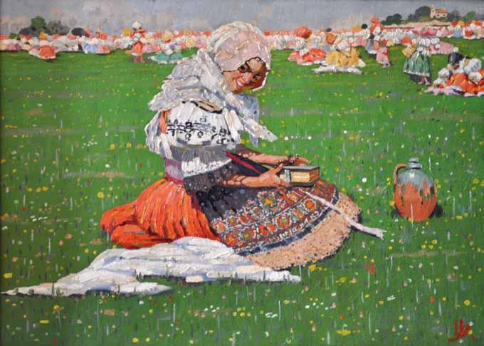 15 15 Joža Uprka (1861 1940) Miločanka na pouti olej, plátno, 57 x 80 cm, PD monogr. JU, rám.
