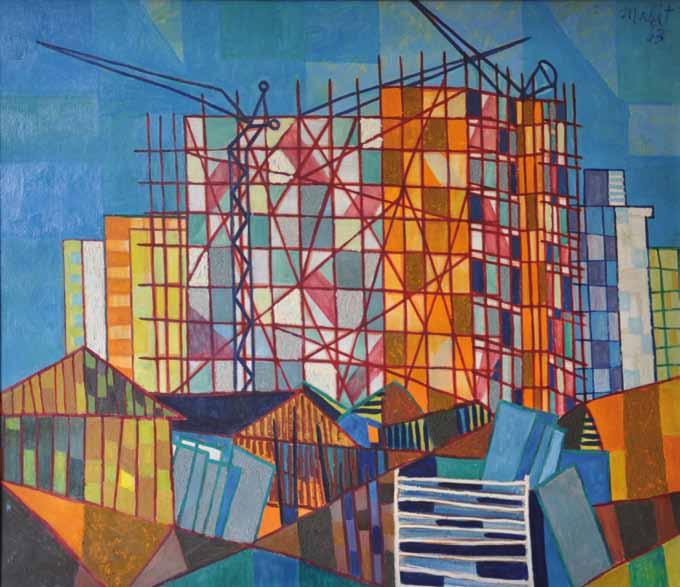 27 27 Radim Malát (1930 1997) Stavba Břevnovské polikliniky olej, plátno, 1962, 90 x 110
