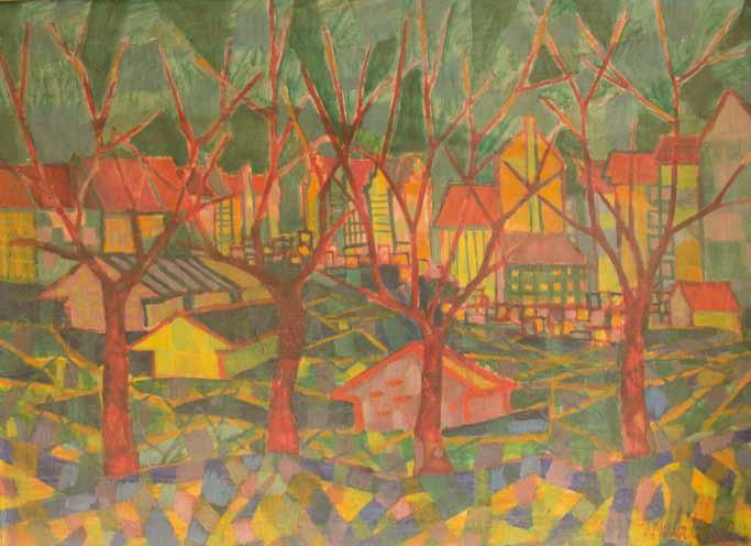 28 28 Radim Malát (1930 1997) Město olej, plátno, 1960, 73 x 100 cm, sign.