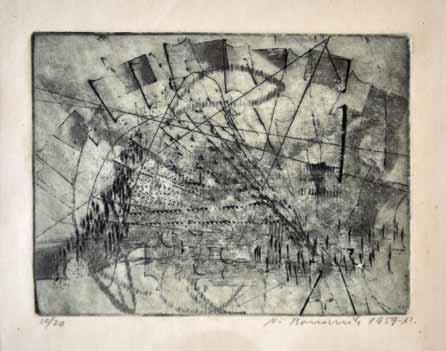 35 Vladimír Boudník (1924 1968) Aktivní grafika aktivní grafika, 1959, 10, 8 x 14, 8 cm, sign. PD V. Boudník 1959 - XI, rám, č.