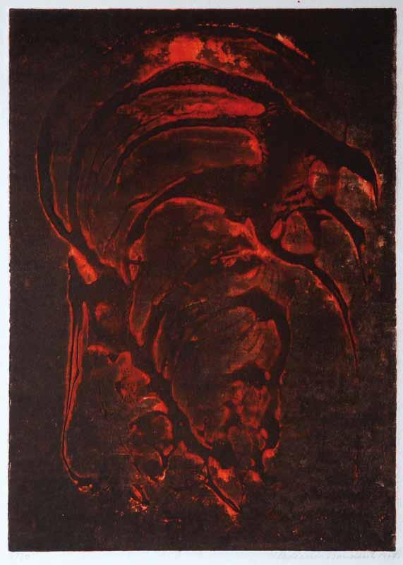 39 39 Vladimír Boudník (1924 1968) Pravěké živly lept, kombinovaná technika, 1967, 48,5 x 34, 5 cm, sign. PD Vladimír Boudník 1967, rám, č.
