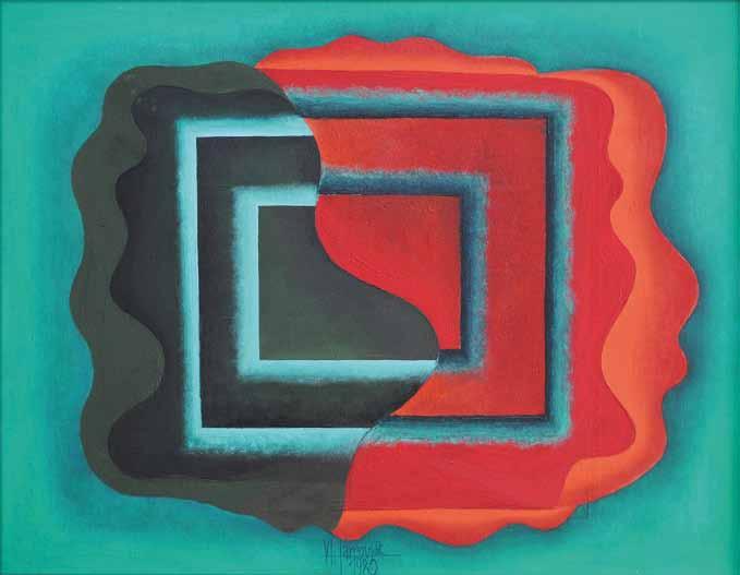 43 43 Vladimír Jarcovják (1924 2007) Zahrada dětství olej, plátno, 1980, 55,5 x 71,5 cm, sign. DU Vl. Jarcovják 1980, rám, vzadu popsáno, v díle V.