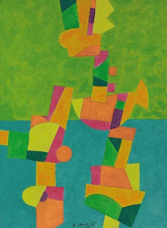 54 54 Aleš Lamr (1943 2014) Tělo akryl, plátno, 2008, 95 x 70 cm, sign. DU A. Lamr 08, Lamrova tvorba se vyznačuje silným citem pro ornament a výraznou barevnost.