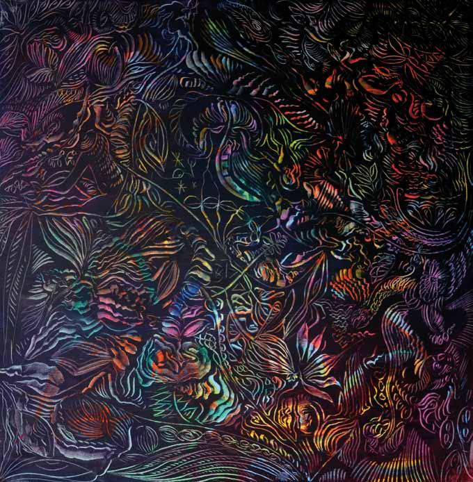 59 59 Otto Placht (1962) Květ reflexní barvy, olej na plátně, 2015, 80 x 80 cm, sign. vzadu Otto Placht 2015, obraz výrazného autora české expresivní abstrakce.