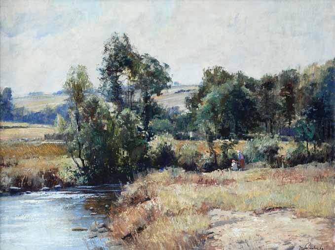 96 96 Josef Procházka (1909 1984) Krajina s řekou olej, plátno, 65 x 85 cm, sign. PD Jos. Procházka, rám, krásná práce tradičního českého krajináře navazujícího na českou realistickou krajinomalbu 19.
