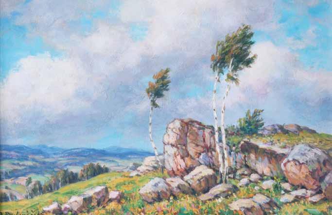 107 107 Ota Bubeníček (1871 1962) Břízy olej, karton, 25 x 35 cm, sign. LD O Bubeníček, rám, přiložen posudek od ak. mal.