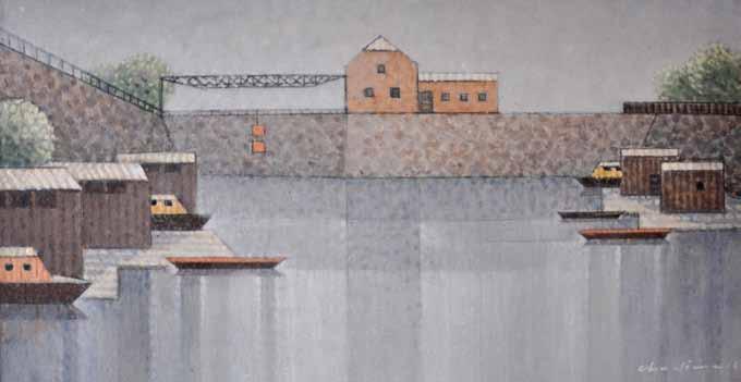 113 113 Jiří Chadima (1923) Zimní přístaviště tempera, sololit, 2016, 24 x 47 cm, sign.