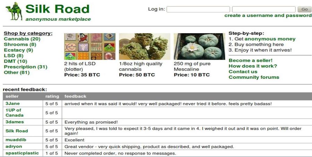 Obrázek 2: Tržiště Silk Road V rámci služby Silk Road byl vždy určitý poplatek z každé transakce připsán na účet Rosse Ulbrichta.