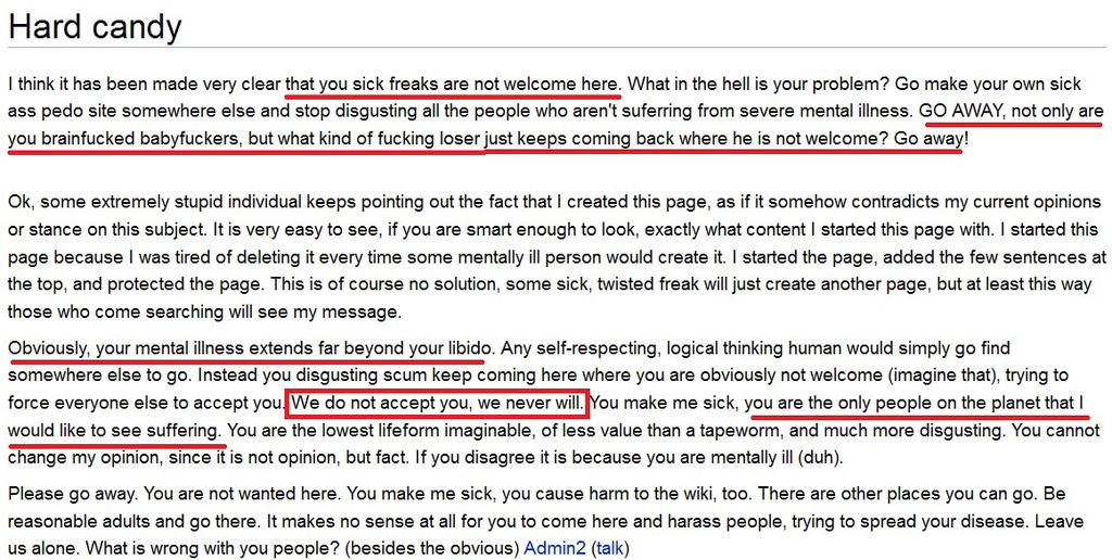 Obrázek 7: Vyjádření správce The Hidden Wiki k vyhledávání dětské pornografie Na závěr chci říci, že je možné být anonymní, ovšem pouze za podmínky, že máte dostatečné znalosti ICT, Internetu, jste