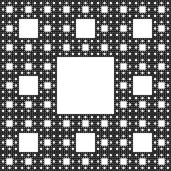 3.3.1 Sierpinského kobereček Sierpinského kobereček, obrázek 3.10, je rovinný fraktál, který jako první popsal Waclav Sierpinski v roce 1916.
