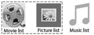 OPOMBA: Vrednosti možnosti, spremenjene v seznamu Movie List (Seznam filmov), ne vplivajo na Photo List (Seznam fotografij) in Music List (Seznam skladb).