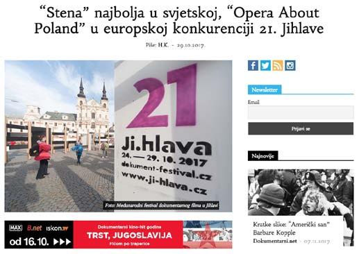 3. MEDIA COVERAGE JI.HLAVA IDFF STARTS SOON Jihlava offers again a very rich program to its audience, local and professional visitors. Filmkommentaren.