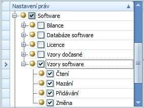 o Uživatel zde máte možnost nastavit přístupy k jednotlivým datovým souborům a případně funkcím aplikace.