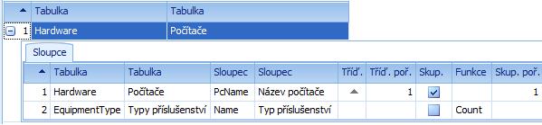 j. Zrušit funkci zruší nastavenou funkci. k. Přesunout řádek nahoru / dolů přesune pořadí sloupce o řádek výše / níže. 3.