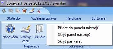 Kapitola č. 13 Aplikace 13.1 NÁPOVĚDA Nápověda - zobrazí celou nápovědu (help) programu. Změny verzí - zobrazí změny posledních verzí programu. Příručka - zobrazí tuto příručku programu.