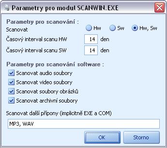 na rozdíl od ručního skenování se síťové skenování provádí pomocí modulu ScanWin.exe. Tento modul nemá grafické rozhraní.
