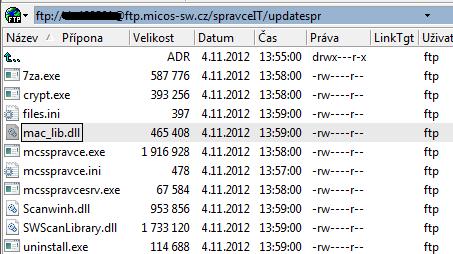 4 FTP SERVER Pokud nelze pro některé počítače nastavit síťové adresáře pro automatický update klientů a uložení naskenovaných souborů, lze k těmto činnostem využít FTP server.