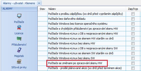 změna parametrů nebo duplicita typu příslušenství zpracování detekovalo buď změnu hlavních parametrů (Název, Výrobní číslo, Velikost) nebo další stejný typ příslušenství.