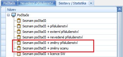 Tiskové sestavy Aktualizaci případných změn provedete pomocí kontextového menu nad mřížkou Změny příslušenství: Přiřadit jako nové příslušenství - umožňuje vygenerovat nalezenou komponentu jako nové