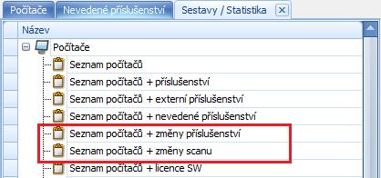 Tiskové sestavy Aktualizaci případných změn provedete pomocí kontextového menu nad mřížkou Změny příslušenství: Přiřadit jako nové příslušenství - umožňuje vygenerovat nalezenou komponentu jako nové