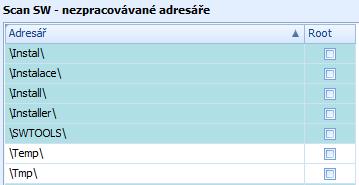 o instalační a archivní (např. adresáře \Install, \Archiv, \Zaloha, ) Tyto adresáře vyřadíte ze zpracování nastavením v menu Administrace - Nastavení aplikace.