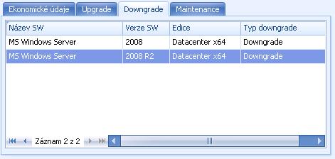 e) Downgrade downgrade se nastavuje ve vlastnostech již vytvořené licence na kartě Downgrade.