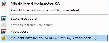 V tomto případě by se měly soubory na disku smazat a licence SW balíku nezavádět. pokud je zde SW balík opravdu nainstalován, musíte před přiřazením provést sloučení modulů do SW balíku.