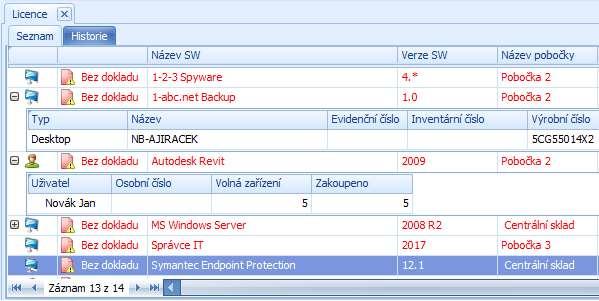 Karta Archiv obsahuje seznam souborů, které chcete vyřadit ze zpracování. Jedná se např. o instalace SW, které jsou na disku uložené pouze pro účely např.