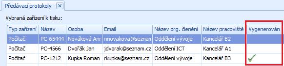 Písemný podpis o Pro každé zařízení/licenci/osobu se do tabulky protokolů vygeneruje záznam o protokolu, včetně obsahu celého protokolu.